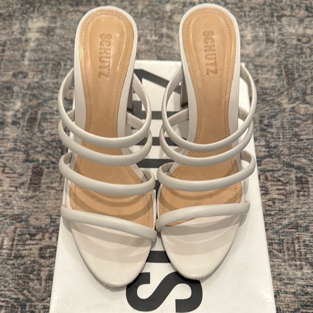 Schutz Felisa White Strappy Women's Heels
